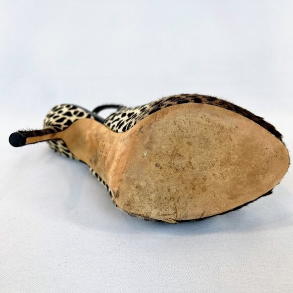 GUCCI Sofia Platform Calf Hair Leopard Print Open Toe Slingback Pumps $850 - Picture 6 of 13